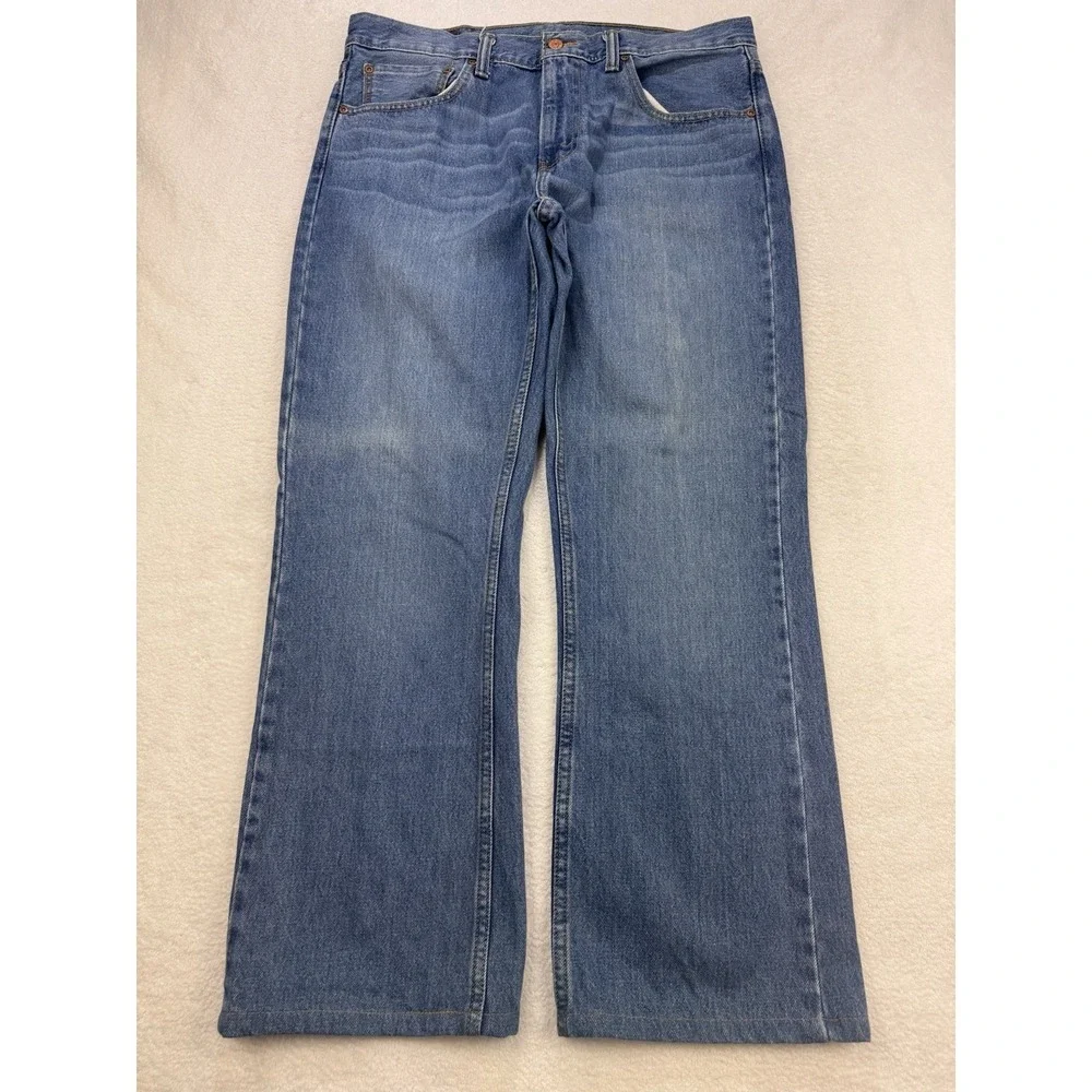 Levis 527 Jeans Men 34x34 (34x29) Blue Slim‎ Boot Distressed Denim - Altered!!